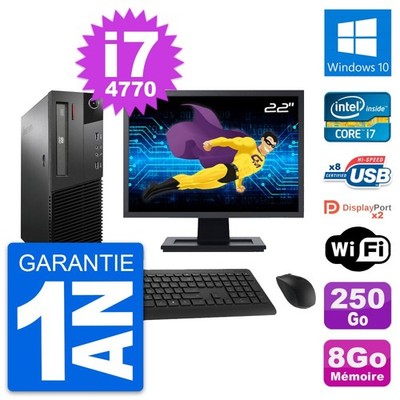 PC Lenovo M93p SFF Bildschirm 22 '' Intel i7-4770 RAM 8Go Scheibe 250Go Windows