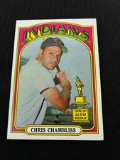 CHRIS CHAMBLISS ROOKIE 1972 INDIANS / NY YANKEES #142 TOPPS BASEBALL CARD. rookie card picture