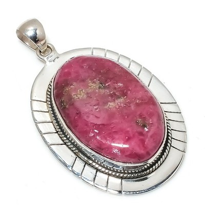 Rhodonite Gemstone Handmade 925 Sterling Silver Bohemian Jewelry Pendant