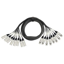 5M XLR Snake Cable 3 Pin Male to Female Metal Housing 8 Channel Black Copper