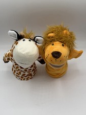 Plush Hand Puppets Set Lion  Giraffe Soft 8 Inch Animal Puppets