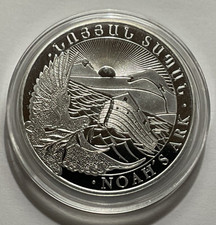 2018 1 oz .999 Fine Silver Armenia 500 Drams Noah’s Ark Coin BU Milk Spot