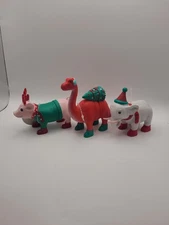 Ankyo Party Holiday Christmas Figurines Pig Dinosaur Elephant Lot Of 3 