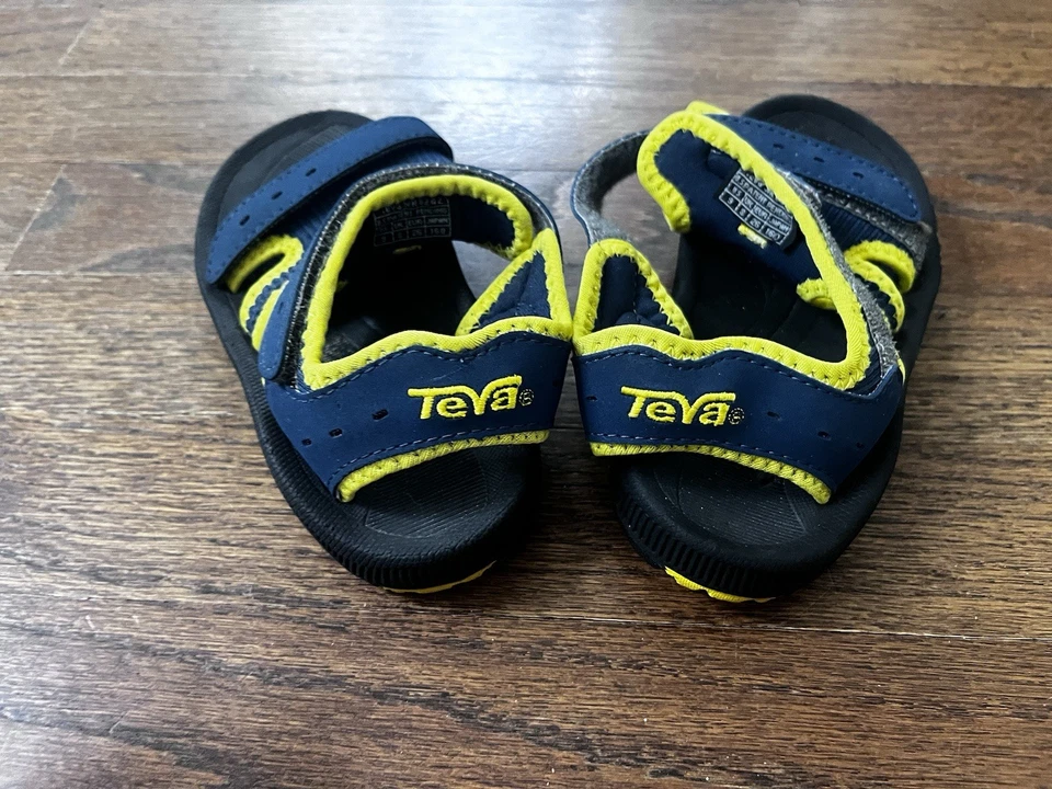 Sandalias Teva Psyclone para niños pequeños correa ajustable talla 9 azul marino amarillo neón Foto 3 de 4