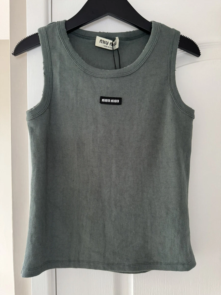 トップス MIUMIU Navy Short Tank Top Miu Miu Knit Tank Top - Navy | Editorialist