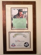 John Wayne, Certified Authentic Autograph Note With Picture