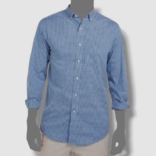 110 Club Room Men Blue Long-Sleeve Button-Down Dress Shirt Size M