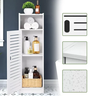 White Waterproof Bathroom Storage Cabinet Free Standing Cabinet Organizer Unit