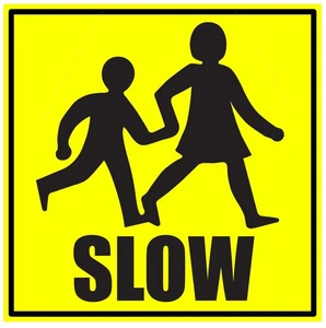 School Crossing Warning Slow Self Adhesive Vinyl Sticker