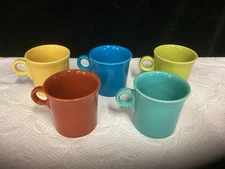 Set Of 5 Fiestaware Homer Laughlin O Ring Coffee Mugs Assorted Colors