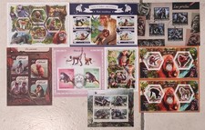 lotto A3  N. 9 FOGLIETTI TEMA SCIMMIE SCIMPANZE' GORILLA PRIMATI