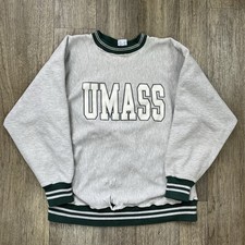 Vintage UMASS Champion Reverse Weave Sweatshirt Mens Large Pullover Distressed