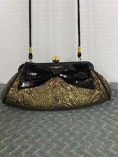 Kate Landry Shiny Bronze with Black Sequined Bow Braided Strap Eveningbag-SALE!