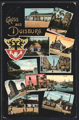 AK Duisburg, Zeche Westend, Hafen, Monning, Säulengang am Brückenkopf, Ludgeris 