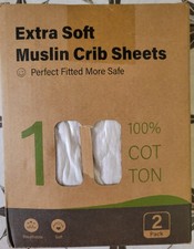 Muslin Crib Sheet Neutral Beige Soft Breathable 100 Cotton 2 Pack