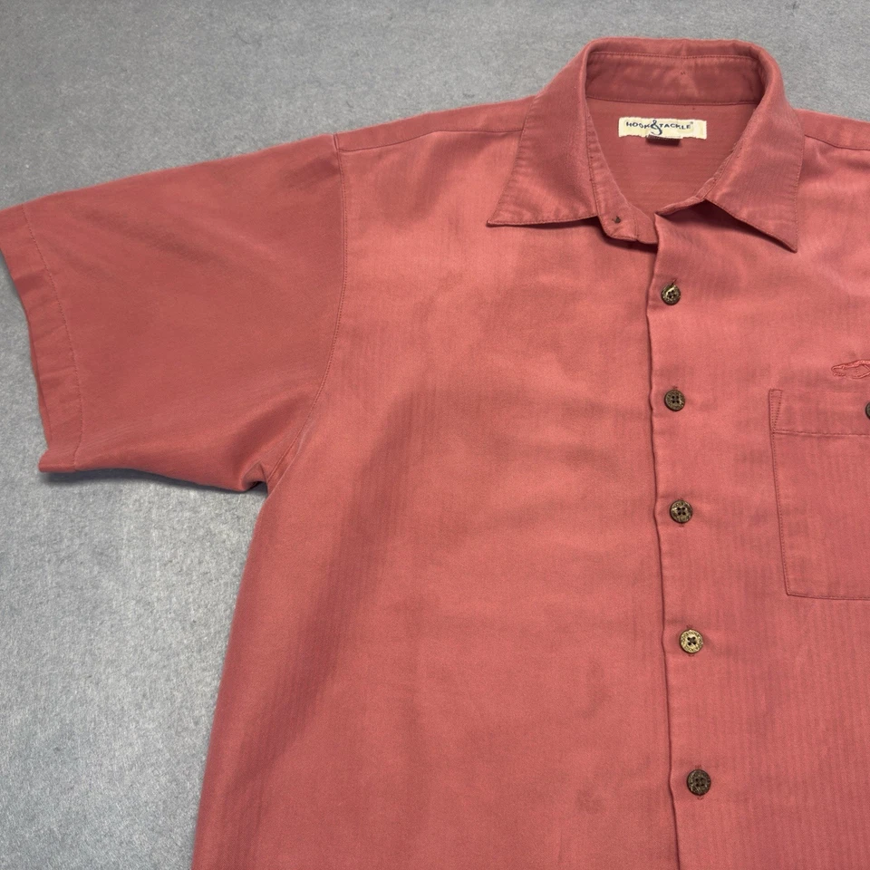 Hook and Tackle Shirt Adult Medium Salmon Embroidered Fishing Camping Casual Men - Image 4 of 4