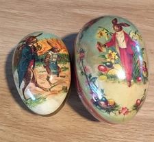 Vintage German Paper Mache Eggs Handmade Nestler Lithograph Easter Box