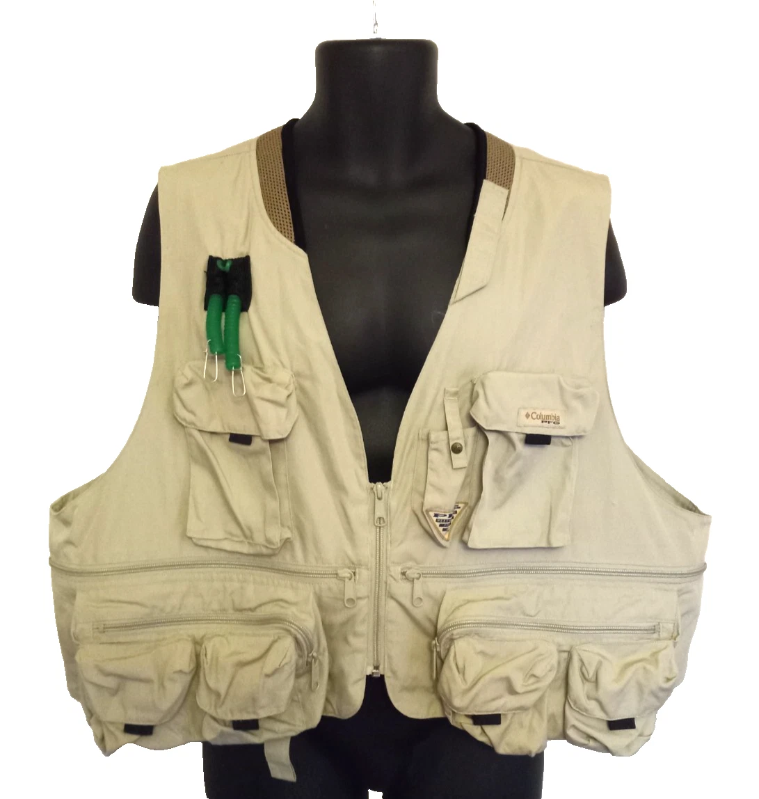 Gilet De Pêche Vintage Columbia Homme - Taille L - Beige - 24 Poches