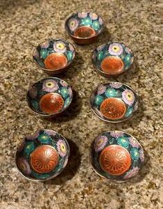 Antique Hand Painted Floral Japanese Kutani Porcelain Ware Mini Sake Cup
