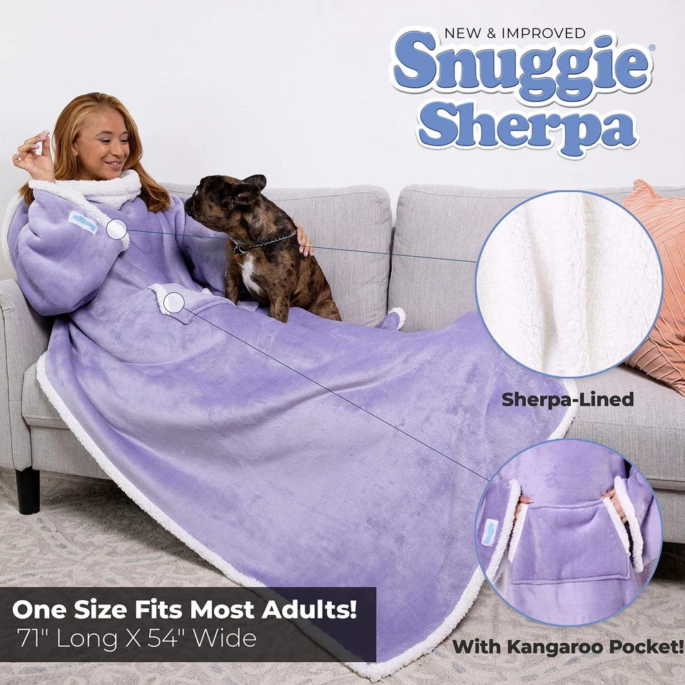 Snuggie Sherpa - La nueva y mejorada manta portátil que tiene mangas, cálida, Foto 2 de 4