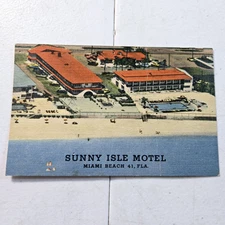 Vintage 1950's Sunny Isle Motel Miami Beach, Florida Post Card Unposted