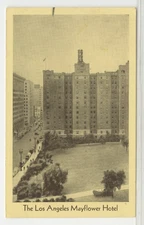 CA Postcard The Los Angeles Mayflower Hotel - Arcade Station Postmark 1936