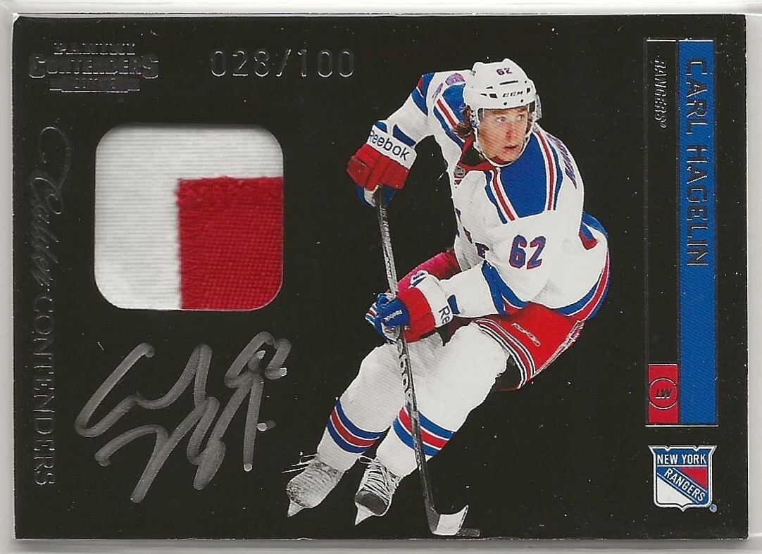 2011 12 Panini Contenders Patch Autographs 219 Carl Hagelin 028
