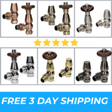 Traditional Thermostatic TRV Angled Radiator Rad Valves Heritage 1/2" x 15mm
