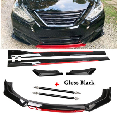 For Nissan Sentra Sedan Front Bumper Lip Spoiler Splitter Side Skirt Body Kit
