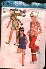 8863 Vintage Simplicity Sewing Pattern Girls 1960s Pantdress Jumpsuit Scarf 5
