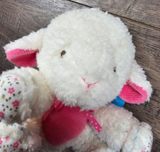 Baby Girl New Vintage Carter's Pink Floral Fuzzy Lamb Stuffed Rattle Toy