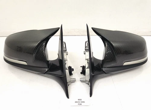 ✅ 12-18 OEM BMW F30 335 Mirror Assembly Heated Auto Dip Camera Carbon Wrap SET*