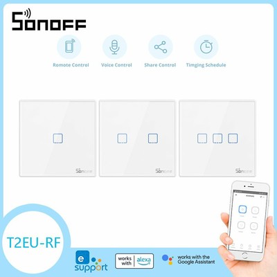SONOFF T2EU-RF Smart Wall Panel Sticky Switch 433MHz Wireless RF Remote 86 Type