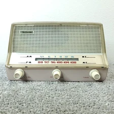 Sansei Zephyr Tube Radio AM/FM Made In Japan Vintage Pink Beige 1960's Works