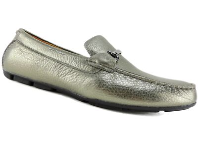 Alfani Men's Marcus Tumbled Drivers Pewter Leather Size 10.5 M
