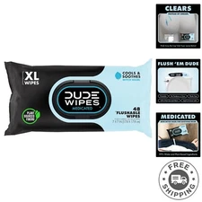 48 Count Medicated Flushable Wipes with Aloe & Witch Hazel - Extra Large Size