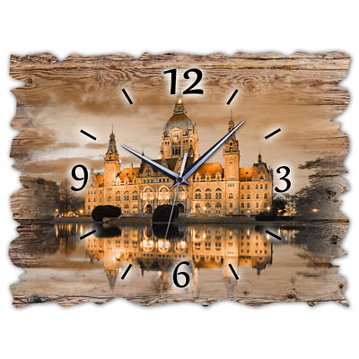 BM Holz Wanduhr leise lautlos Funkwanduhr gross XXL Shabby Vintage 9834-H1-funk