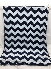Circo Chevron Baby Blanket Navy Blue White Sherpa Zig Zag Stripe Security Lovey