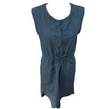 J.Crew Womans Blue Chambray Sleeveless Tie Waist Casual dress size XS