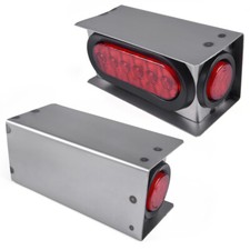 2pc Trailer/Truck 6" Oval Tail + 2" Marker LED Lights With Housing Steel Box