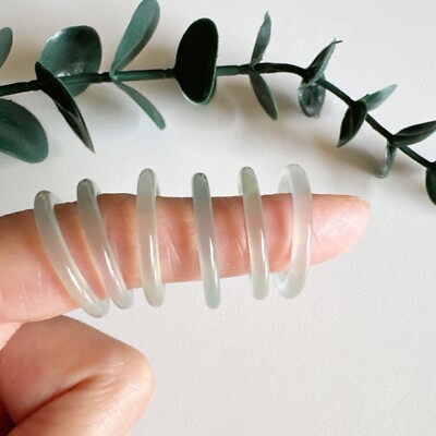 3 mm breiter echter apfelgrüner Achat Edelstein massiver Bandring gut als Geschenk