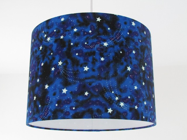 35cm Stripes Teal Brown Gold Printed Lamp Shade Pendant Drum