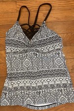 Arizona Jean Co Swimwear Wm's Size S Tankini Top Black  White Print