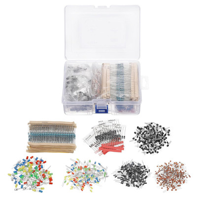Electronics Component Assortment Kit, 1490 Pcs Resistors, Diodes, Capacitors