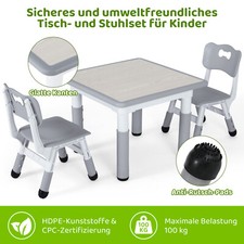 3tlg Kindertisch +2 Stühlen Plastik Kindersitzgruppe Höhenverstellbar Kunststoff