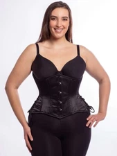 New 426 Standard With Hip Ties Black Satin 24" Underbust Corset