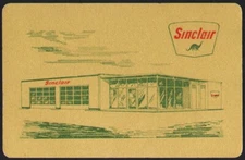 Vintage single playing card SINCLAIR gas and oil filling station pic Dino logo