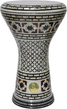 Darbuka Doumbek Trommel 18,5/19 Zoll Intarsien Blau Perlmutt Ägyptische Tabla Mus