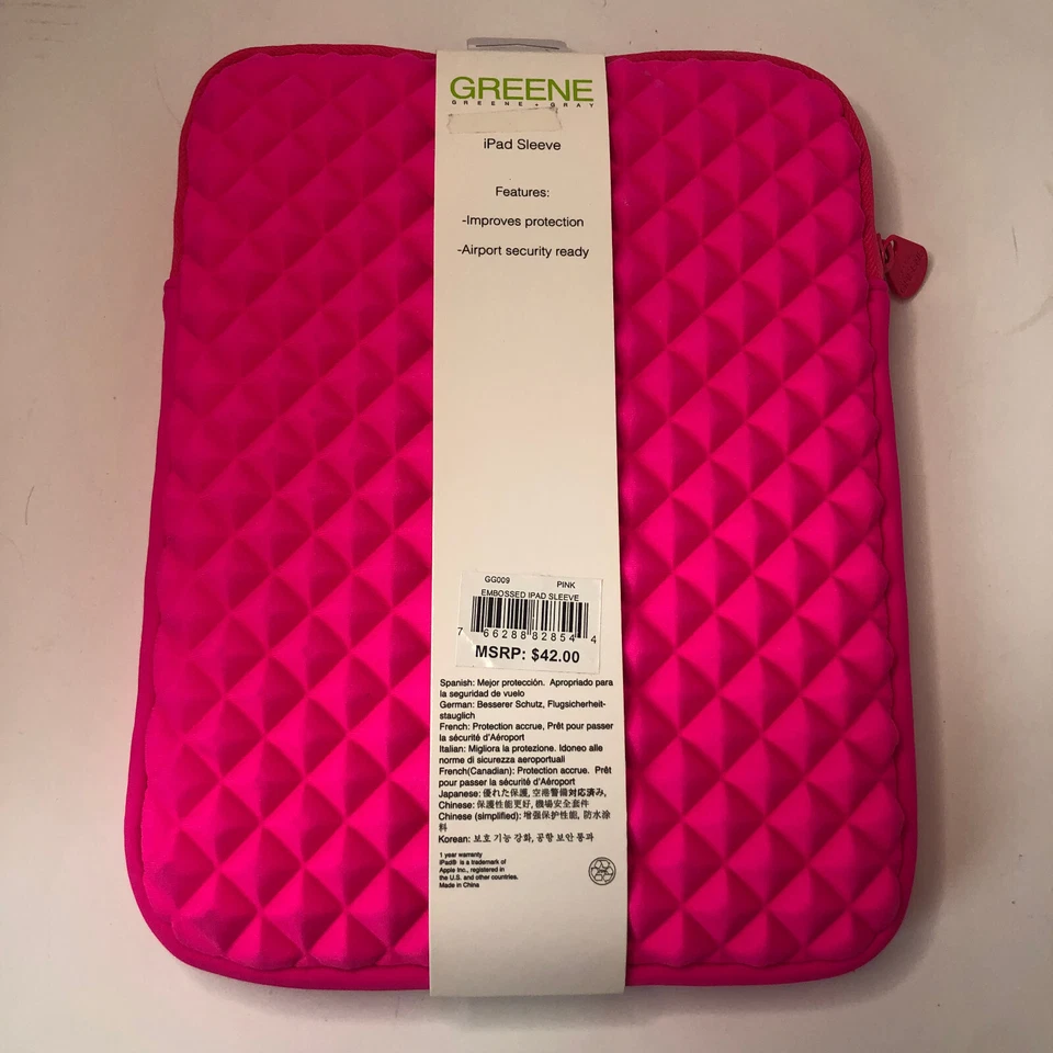 iPad Tablet Carry Case for Devices up to 10" Padded Soft Sided Pink by Greene - Image 2 of 4