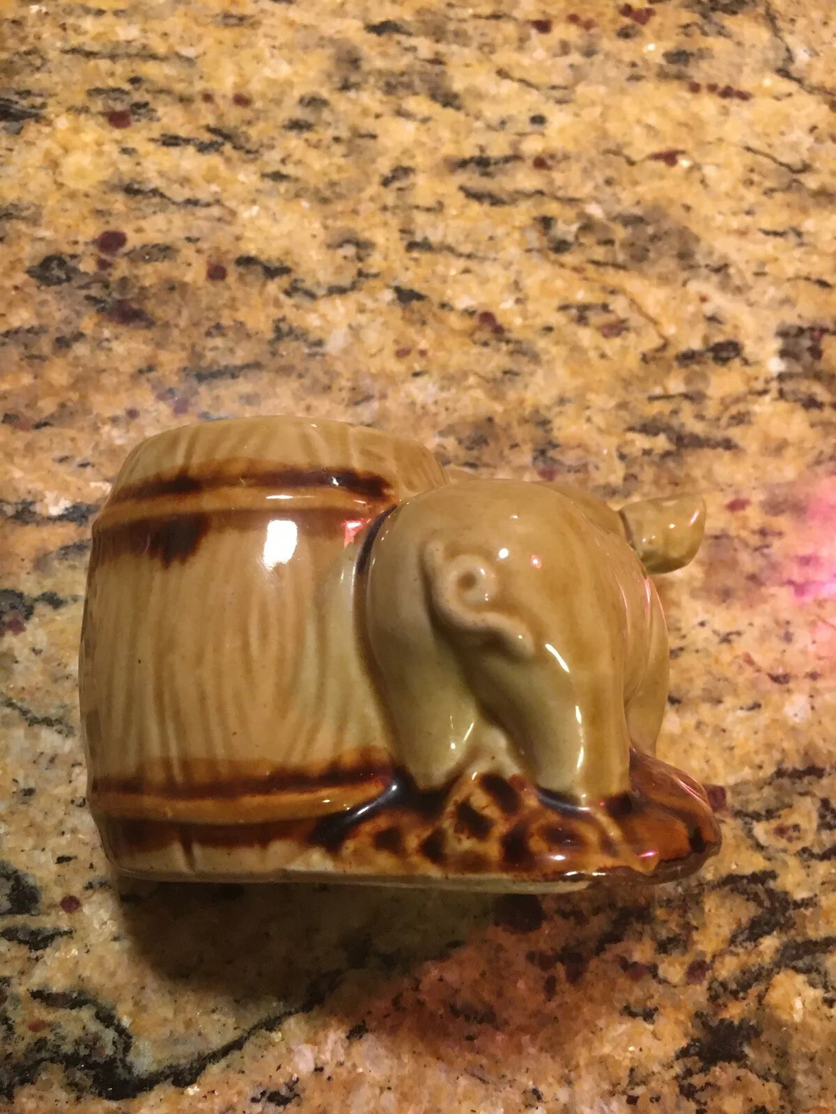 Vintage Small Brown Pig With Barrel Planter eBay